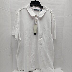 New Perry Ellis Bright White Short Sleeve Polo Mens Shirt Moisture Wicking XL